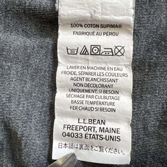 LL Bean Sweatshirt 2XL Gray Floral Cowl Neck Drawstring Pockets Cozy Pima Cotton - Picture 13 of 13